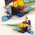 fluturi decorativi pe tijă, multicolor, print tip fluture pe tijă verde, 50 buc